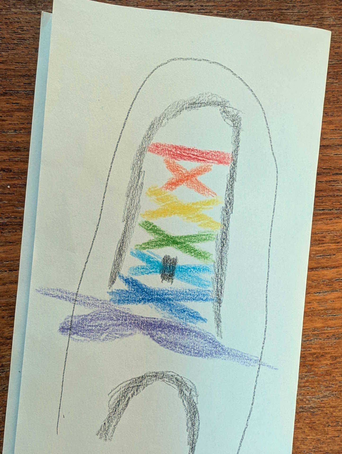 sketch of a shoe with rainbow shoelaces