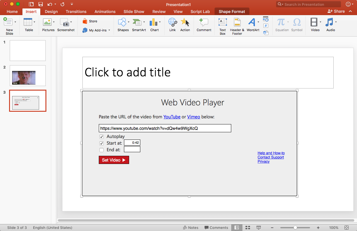 Web Video Player for PowerPoint